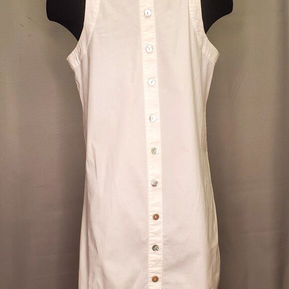 SPENSE White Button Down Sleveless Cotton Dress - Picture 3 of 6